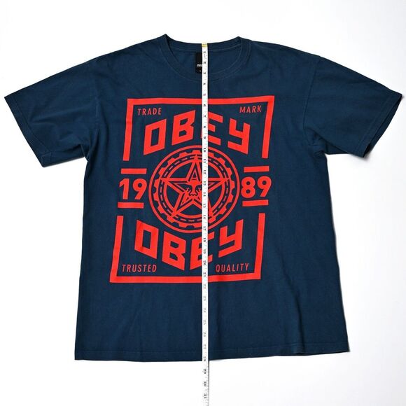 VTG Obey Navy Large Andre The Giant Box Graphic Skater Logo Shepherd Fairey - Picture 3 of 8